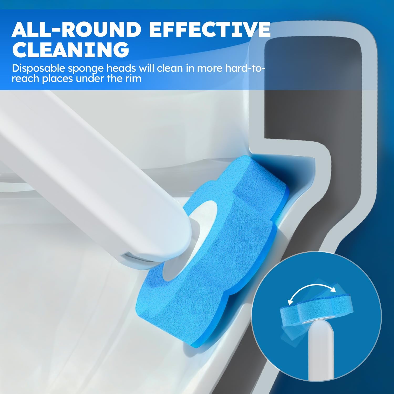 Disposable Toilet Brush Refills 20PCS Only for - Toilet Bowl Cleaner Head for Toilet Brush, Toilet Cleaning Supplies, 20PCS Brush Refills for Bathroom Deep Cleaning (20, Blue)