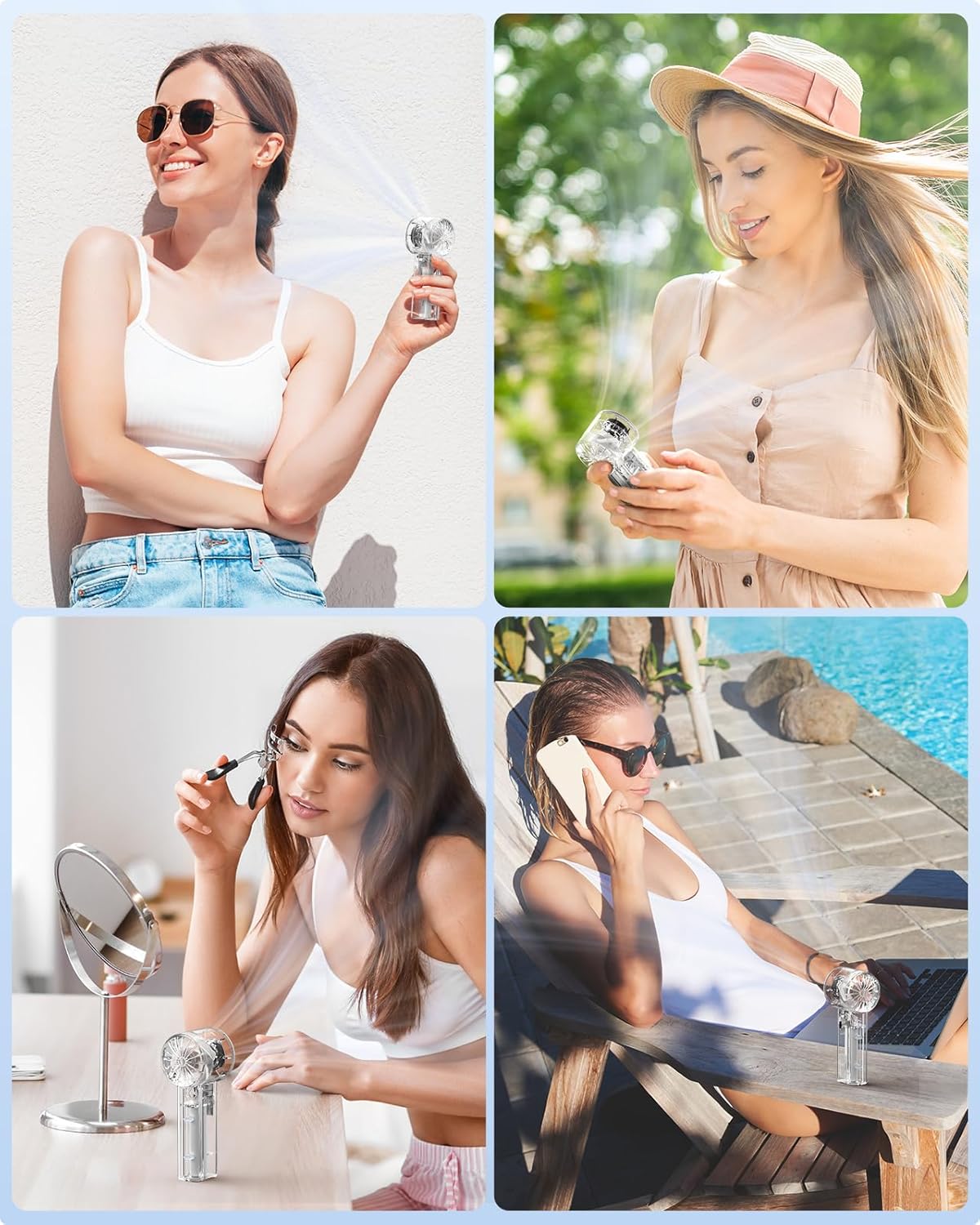 Portable Fan Mini Handheld Turbo Fan for Travel, 20H Max Cooling Time, 1-100 Speeds Rechargeable Battery Fans with LED Display, Transparent Hand Held & Desk Personal Fans for Outdoor Beach