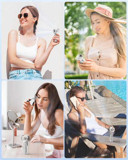 Portable Fan Mini Handheld Turbo Fan for Travel, 20H Max Cooling Time, 1-100 Speeds Rechargeable Battery Fans with LED Display, Transparent Hand Held & Desk Personal Fans for Outdoor Beach
