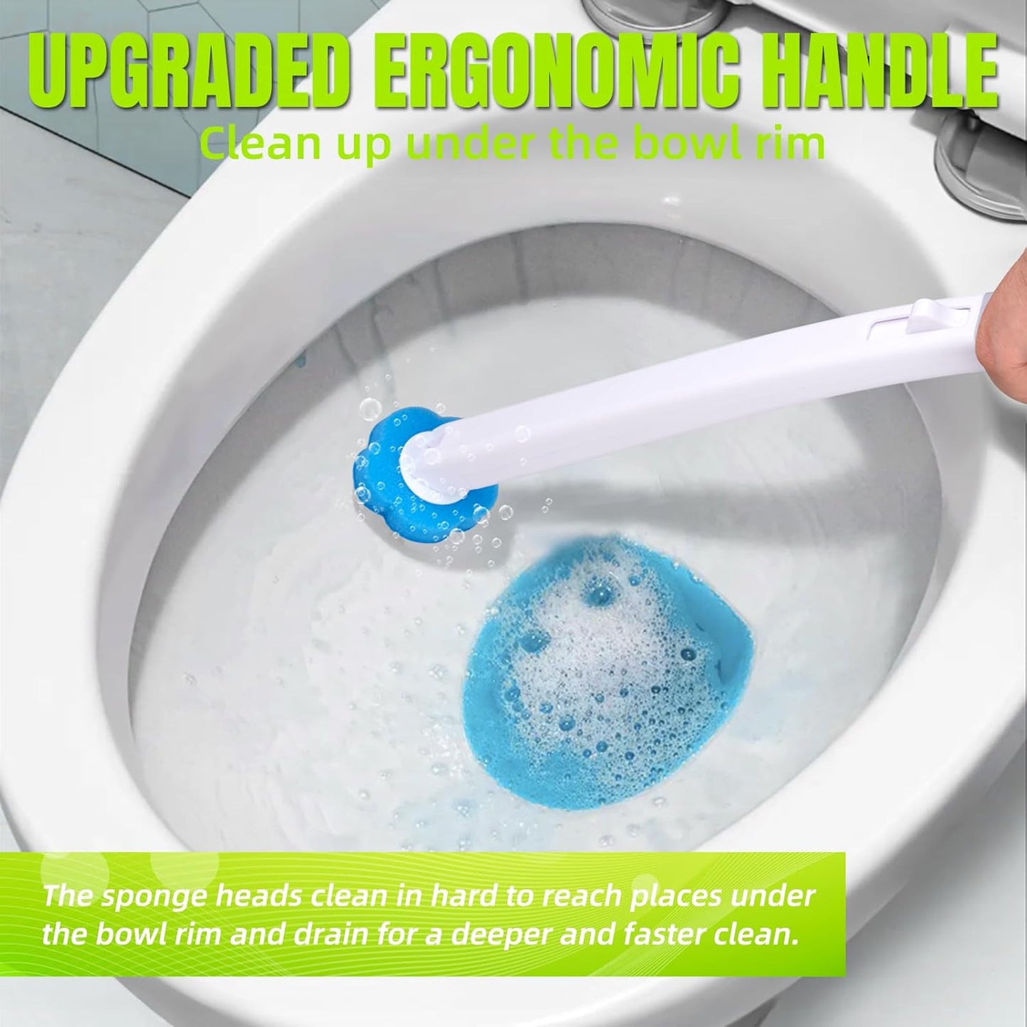 Disposable Toilet Brush and Holder Set, Toilet Wand Refills, Extended Handle with 12 Cleaner Refills Toilet Brush for Toilet Bowl Cleaners, Bathroom Cleaning