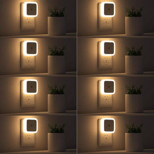 Night Light, Night Lights Plug into Wall 8-Pack, Nightlight Plug in Night Light, Dusk to Dawn Night Lamp Led (Warm White)