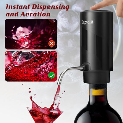 Electric Wine Aerator, Wine Decanter, Wine Dispenser, Wine Gift, Automatic One-Touch Wine Pourer Pump Wine Oxidizer for Red and White Wine Re-Chargeable