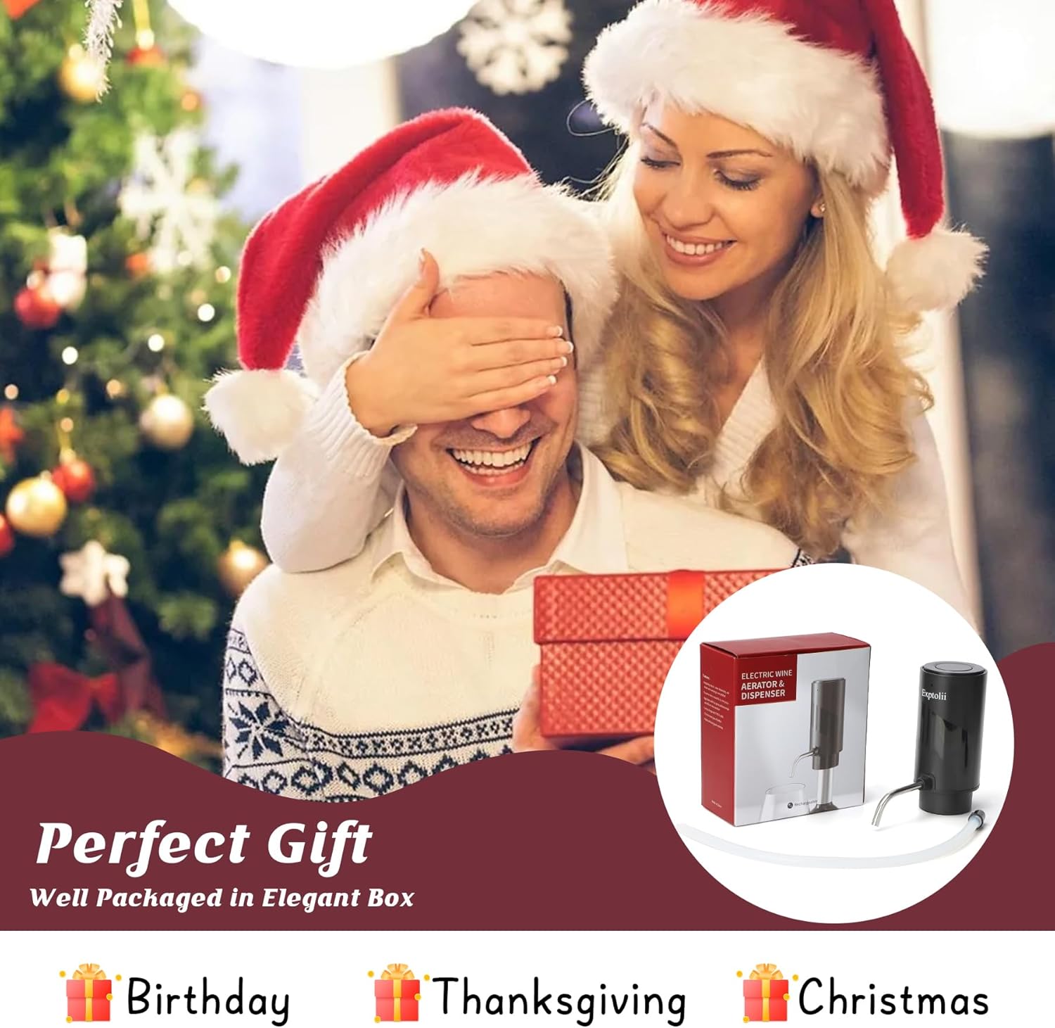 Electric Wine Aerator, Wine Decanter, Wine Dispenser, Wine Gift, Automatic One-Touch Wine Pourer Pump Wine Oxidizer for Red and White Wine Re-Chargeable