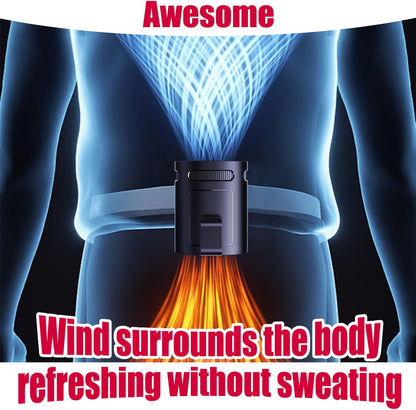 Portable Waist Fan, Clip on Belt Personal Fan, 4-Speeds, Rechargeable, Hiking, Riding, Fishing, Hands-Free Neck Hanging for Hiker, Worker, Wearable Camping, Outdoor, Jobsite, Traveling