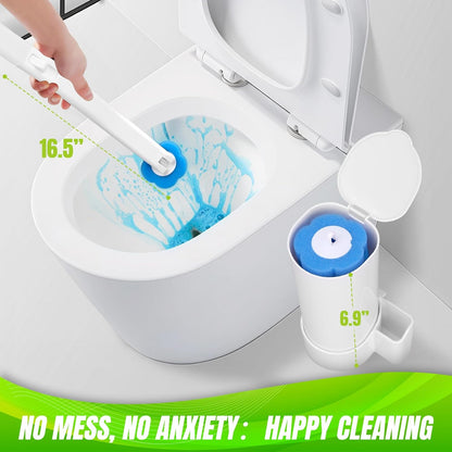Disposable Toilet Brush and Holder Set, Toilet Wand Refills, Extended Handle with 12 Cleaner Refills Toilet Brush for Toilet Bowl Cleaners, Bathroom Cleaning