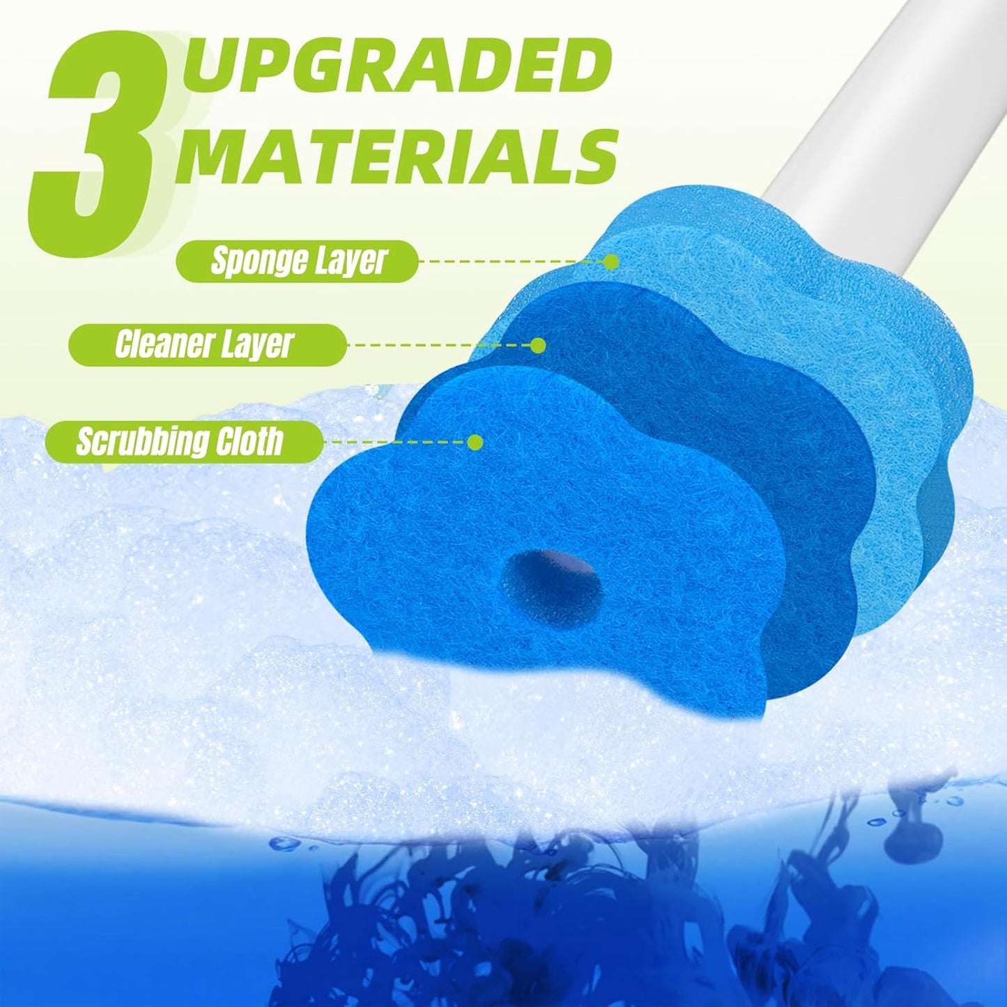 Disposable Toilet Brush and Holder Set, Toilet Wand Refills, Extended Handle with 12 Cleaner Refills Toilet Brush for Toilet Bowl Cleaners, Bathroom Cleaning
